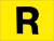 schwarzes R auf Gelb